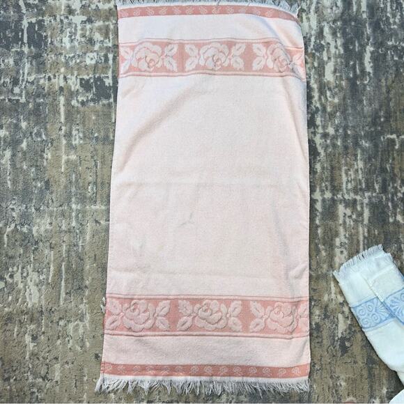 Vintage Cannon Fringe Bathroom Bath & 2 Hand Towels Set of 3 - Picture 4 of 9